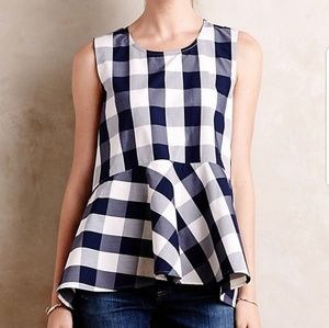  Anthropologie HD in Paris Plaid Poplin Peplum Top